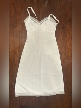 Vintage Classic White Sheer Slip Dress with Adjustable Straps. 1960-1970s